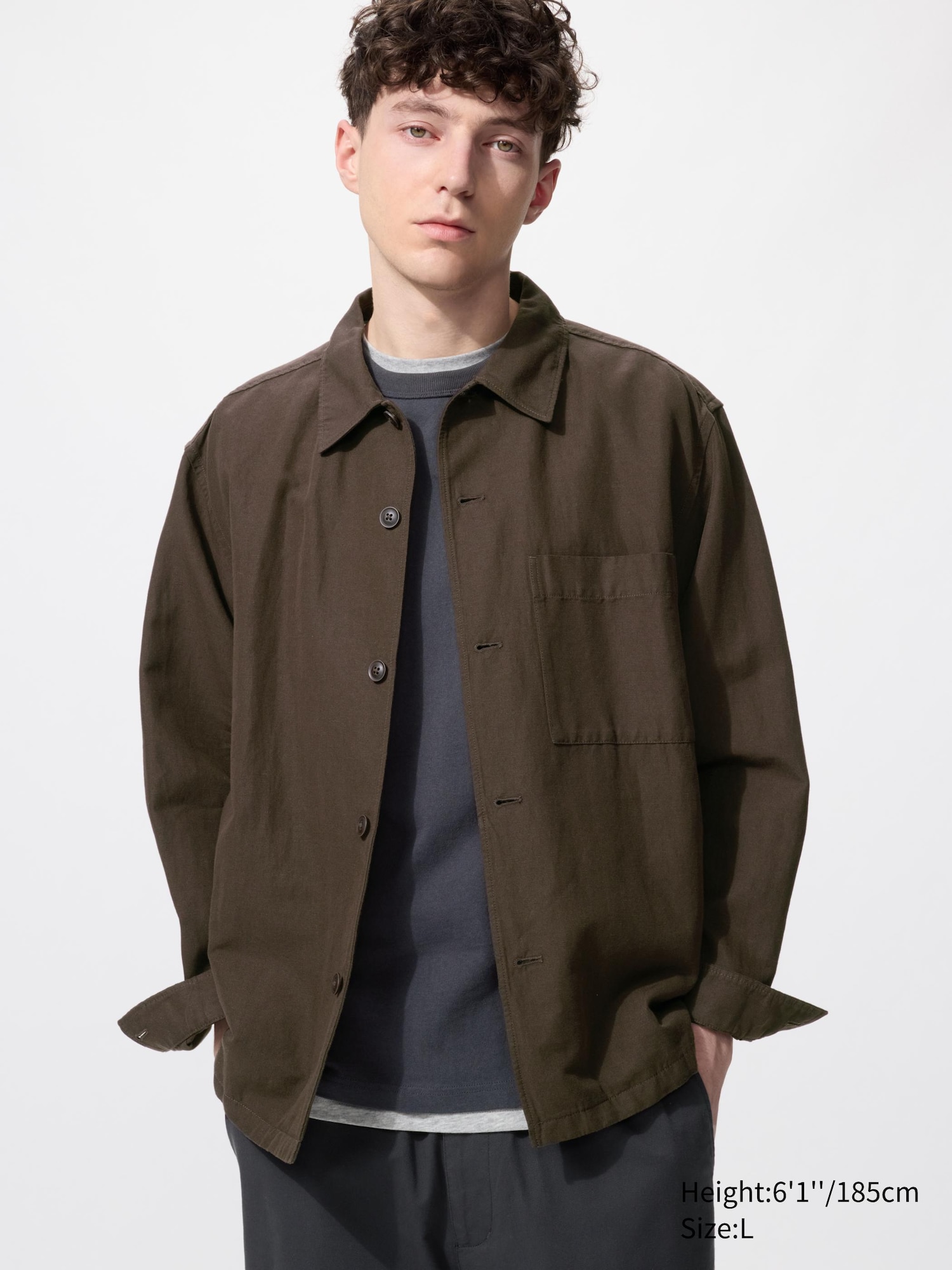 Cotton Linen Blend Shirt Jacket