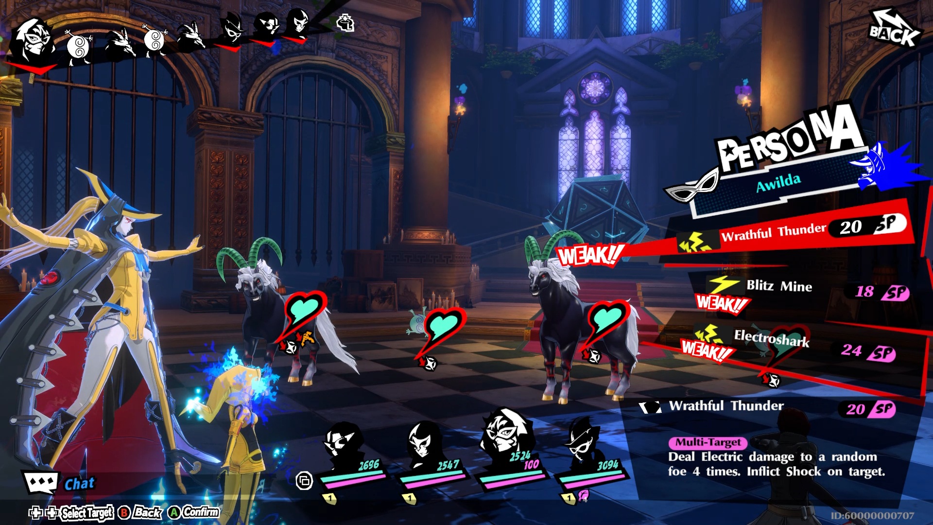 In-game screenshot of the combat system in Persona 5: The Phantom X