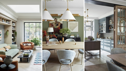 three images collated of modern colourful home