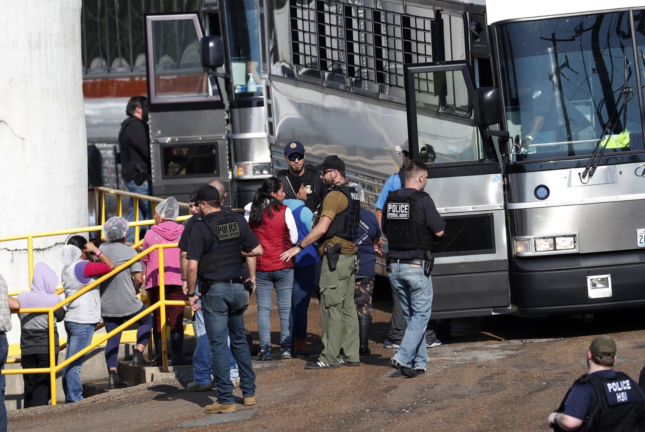 People arrested in an immigration raid in Morton, Mississippi.