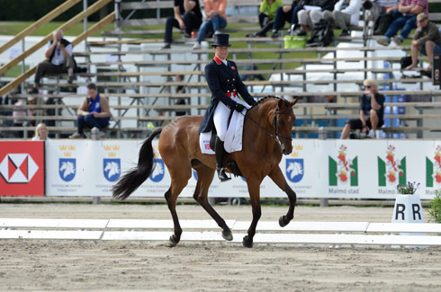 Pippa Funnell riding Mirage d'Elle (GBR) during the dressage of the HSBC FEI European Eventing Championship in Malmo Sweden in August 2013