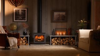snug living room with woodburning stove