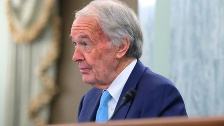 U.S. Sen. Ed Markey (D-MA) questions Jared Isaacman, President Donald Trump's nominee to be NASA administrator, during a confirmation hearing on Capitol Hill on Dec. 3, 2025 in Washington, DC. 
