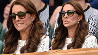 Two photos of Kate Middleton watching the Wimbledon final