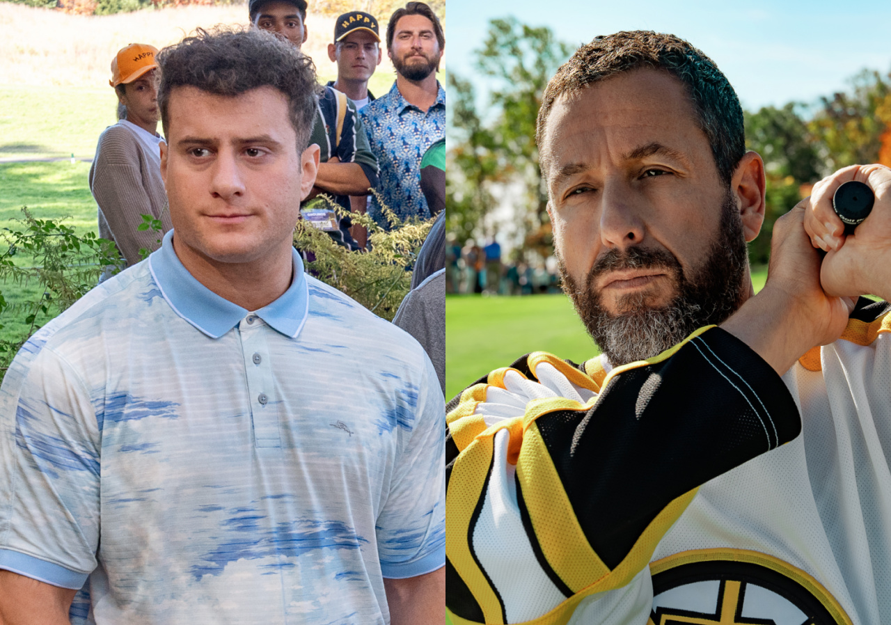 Maxwell Jacob Friedman and Adam Sandler in Happy Gilmore 2. 