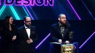 BAFTA Game Award winners; people accept an award