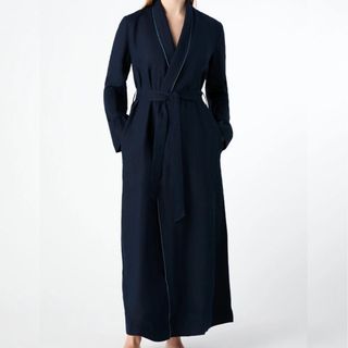 Bamford Linen navy dressing gown