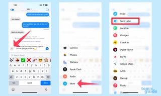 Select Send Later to schedule texts in iOS 18 Messages