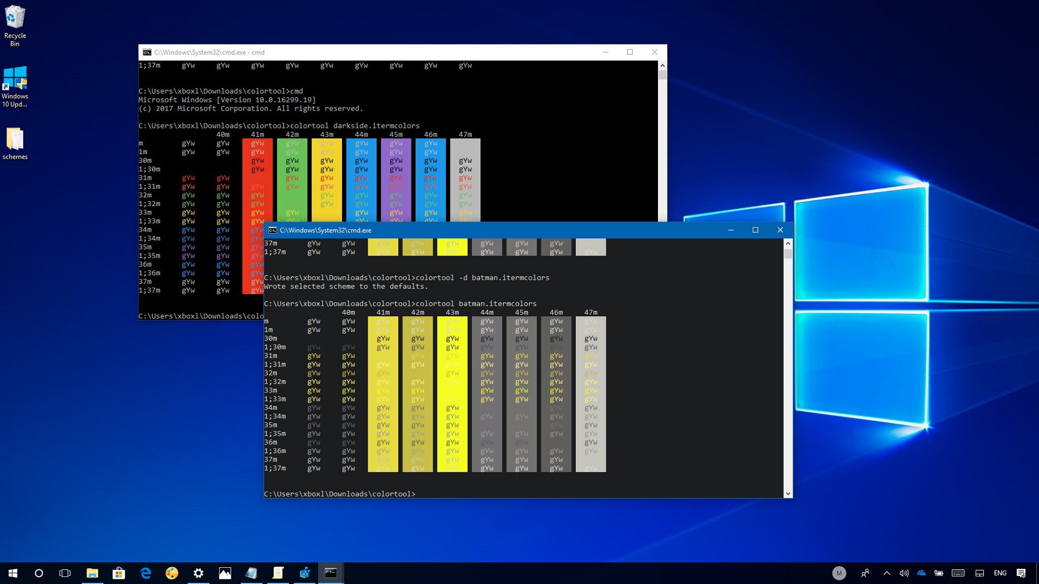 Win 10 tools. Цвета Windows. Консоль Windows. Цвета консоли Windows. Цветовая схема Windows 10.