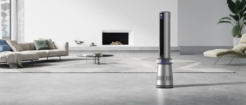 Dreo MC710S air purifier shown in a modern living room