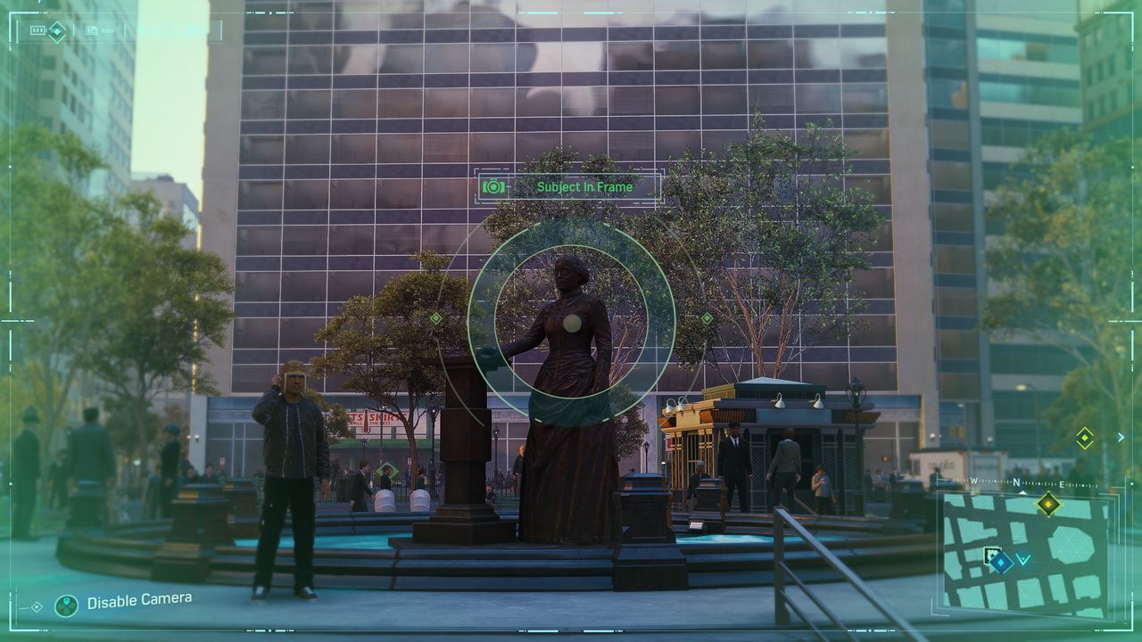 Spider-Man Secret Photo Op of a statue