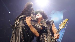 Gene Simmons and Paul Stanley embrace onstage at their final show