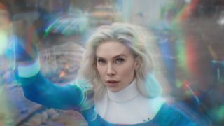 Sue Storm using her force-field powers in The Fantastic Four: First Steps