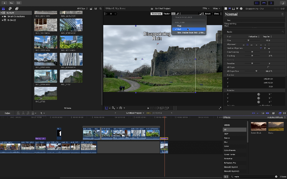 Screenshot of Final Cut Pro linking tracked objects