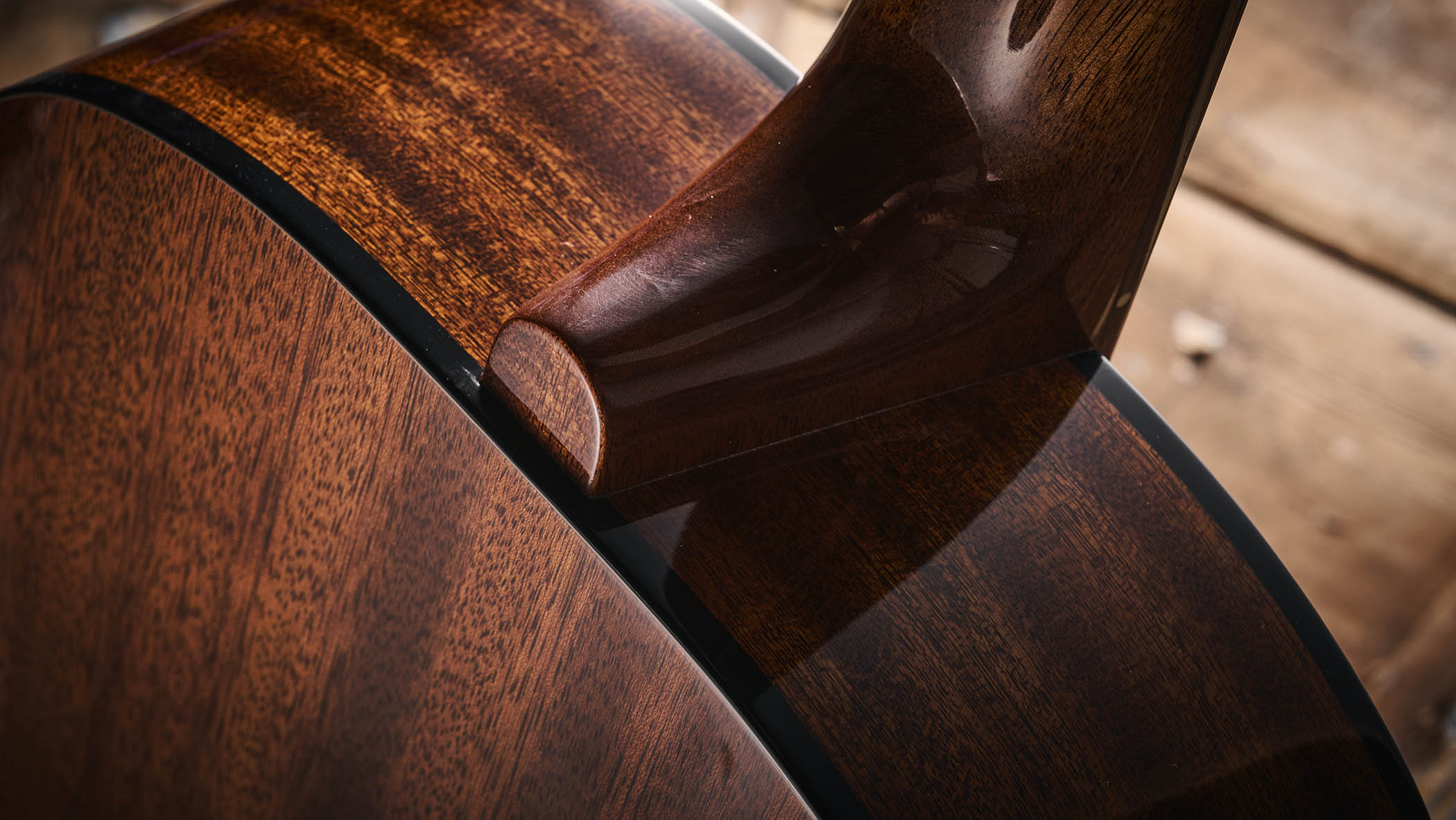 Framus&#039;s replica of original 12-string that John Lennon used on the Beatles&#039; Help! and Rubber Soul, photographed in close-up against a distressed wooden floor.