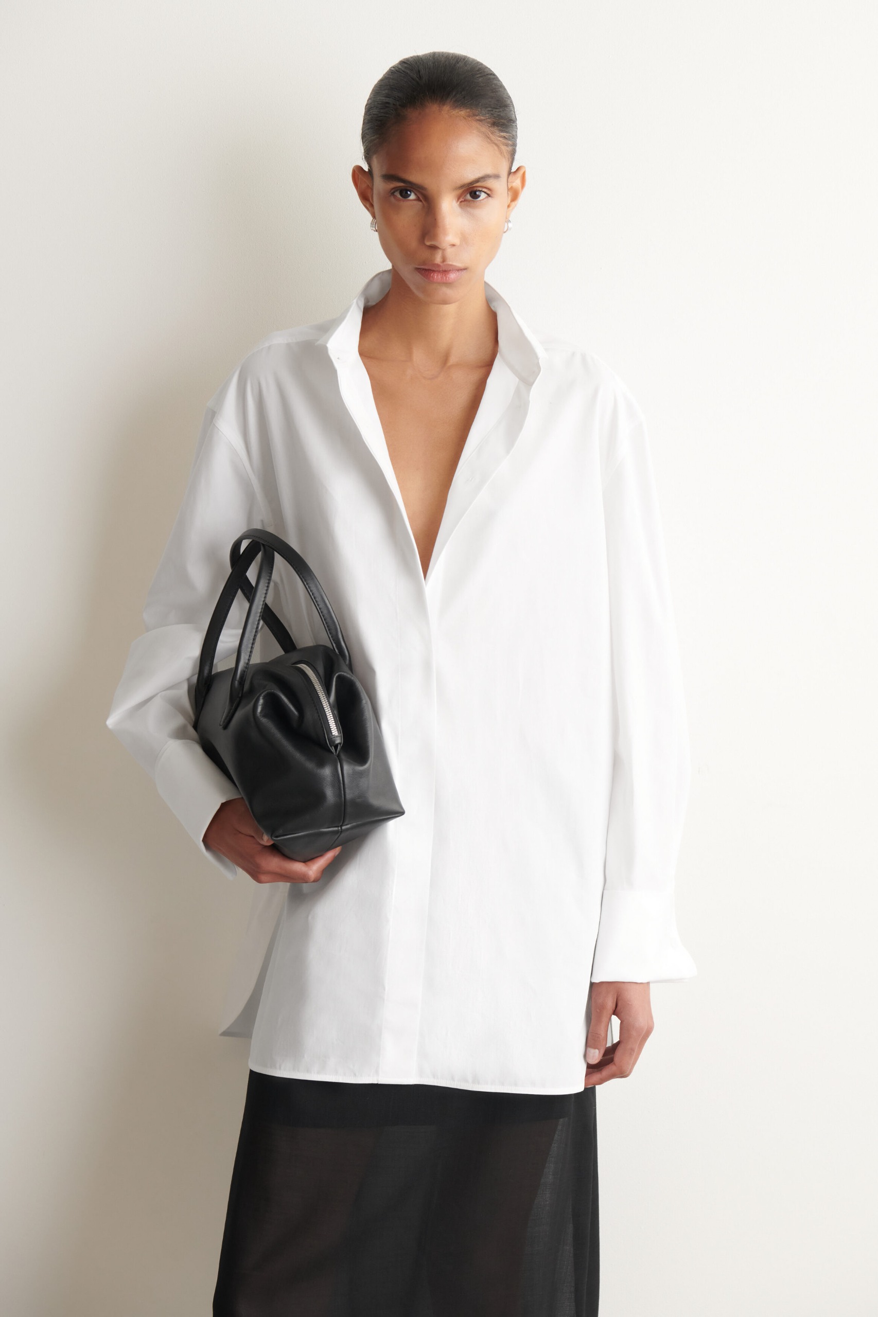 Wing-Collar Cotton Tuxedo Shirt