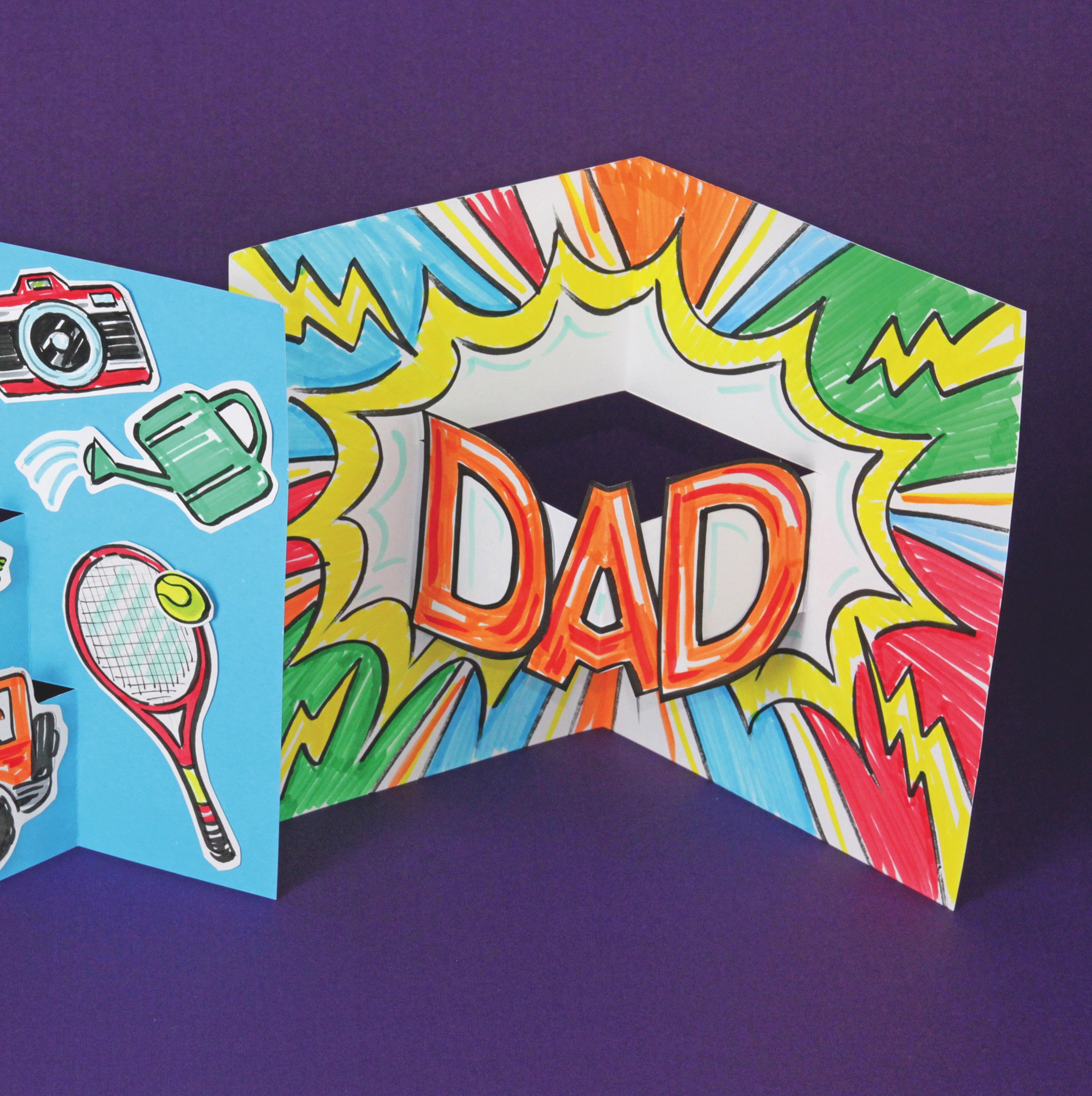 Pop-up card saying 'Dad'