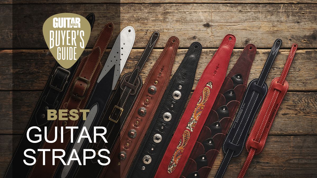 Black Leather Guitar Strap With Western Style Round Star Pattern