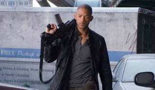 Will Smith holding a gun in I Am Legend