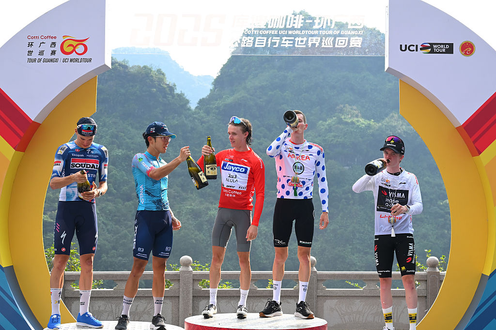2025 Tour of Guangxi: the stage 5 winners and race leaders podium