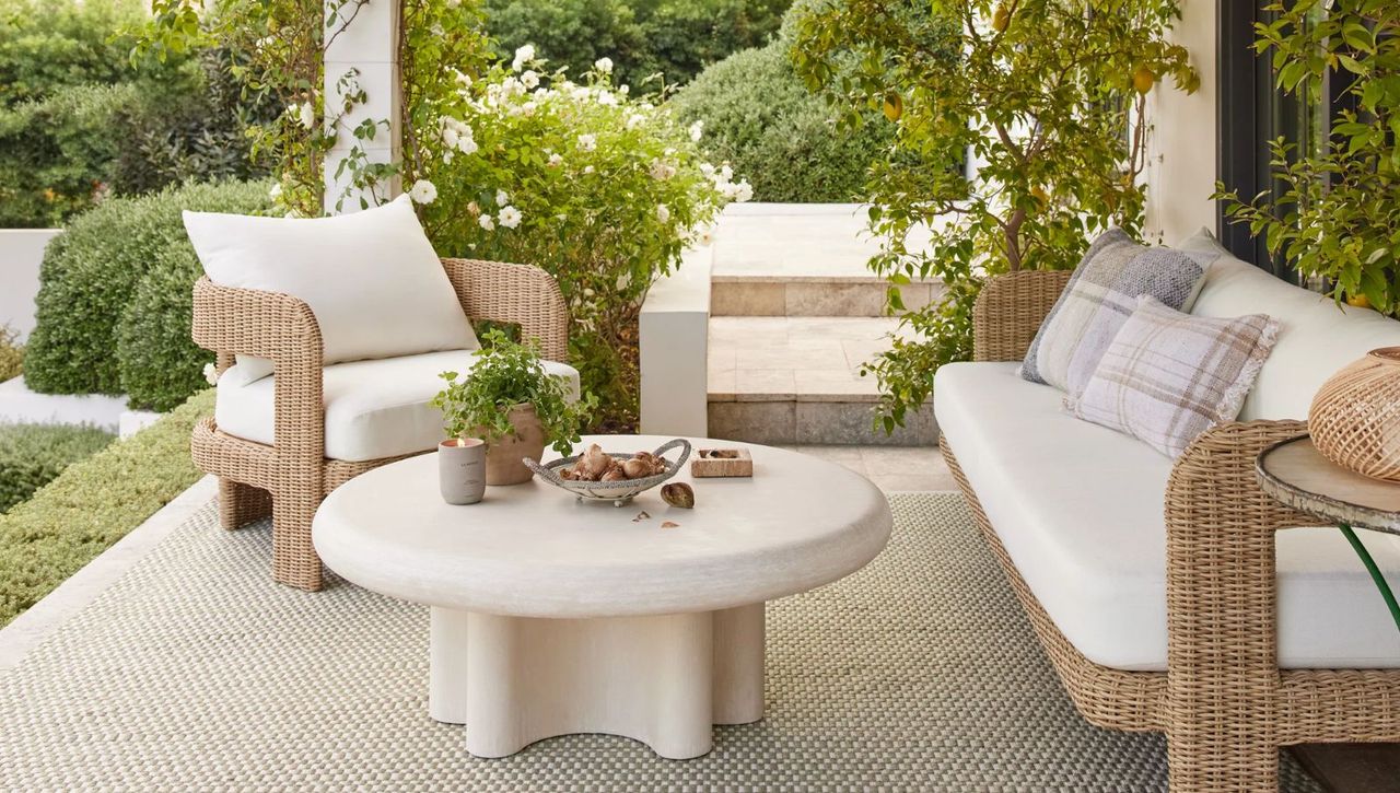 Wicker furniture on outdoor patio