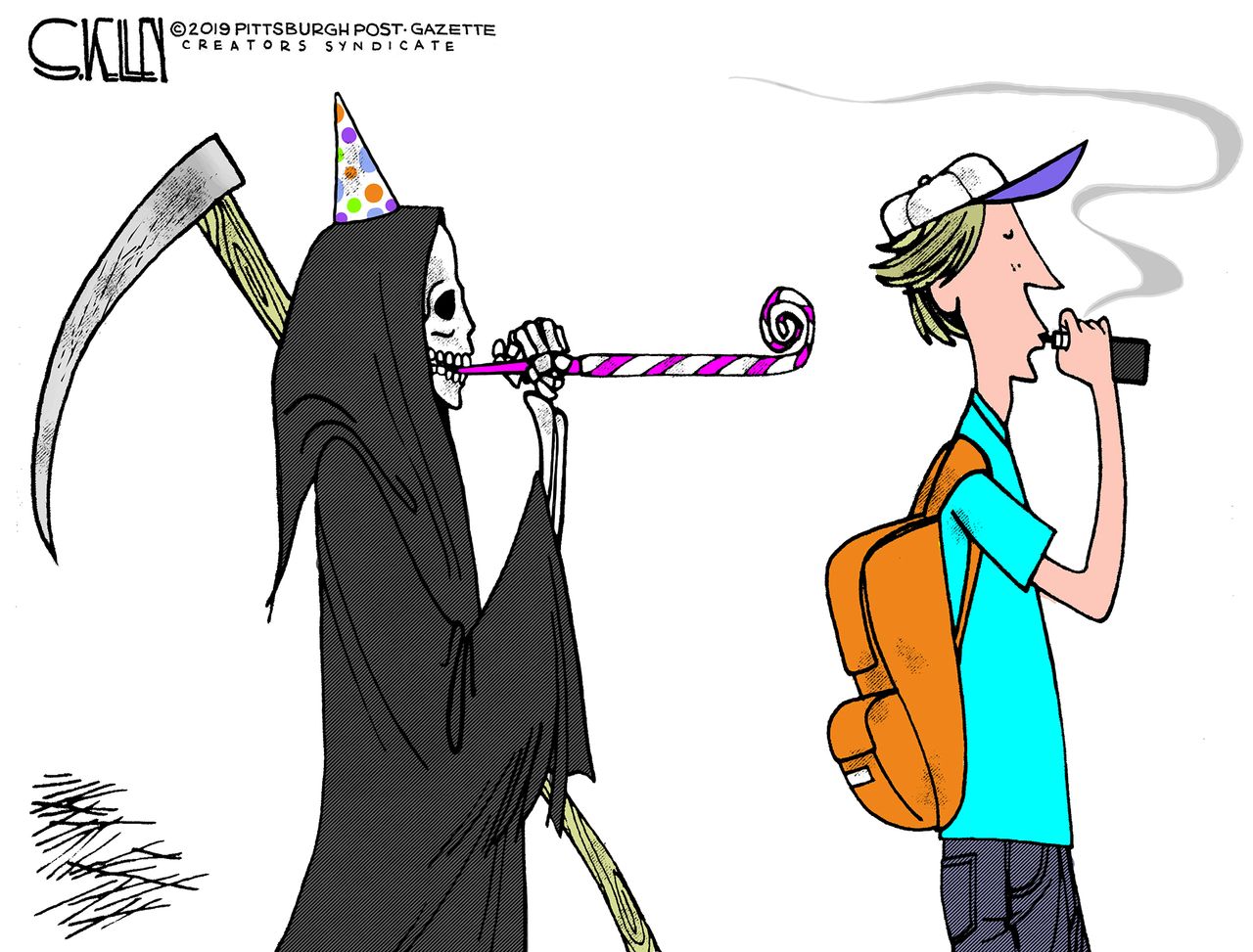 Editorial Cartoon U.S. Kids Vaping Death Follows E-Cigarettes