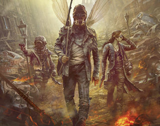 A group of mutants walking through a ruined London in Mutant: Year Zero.