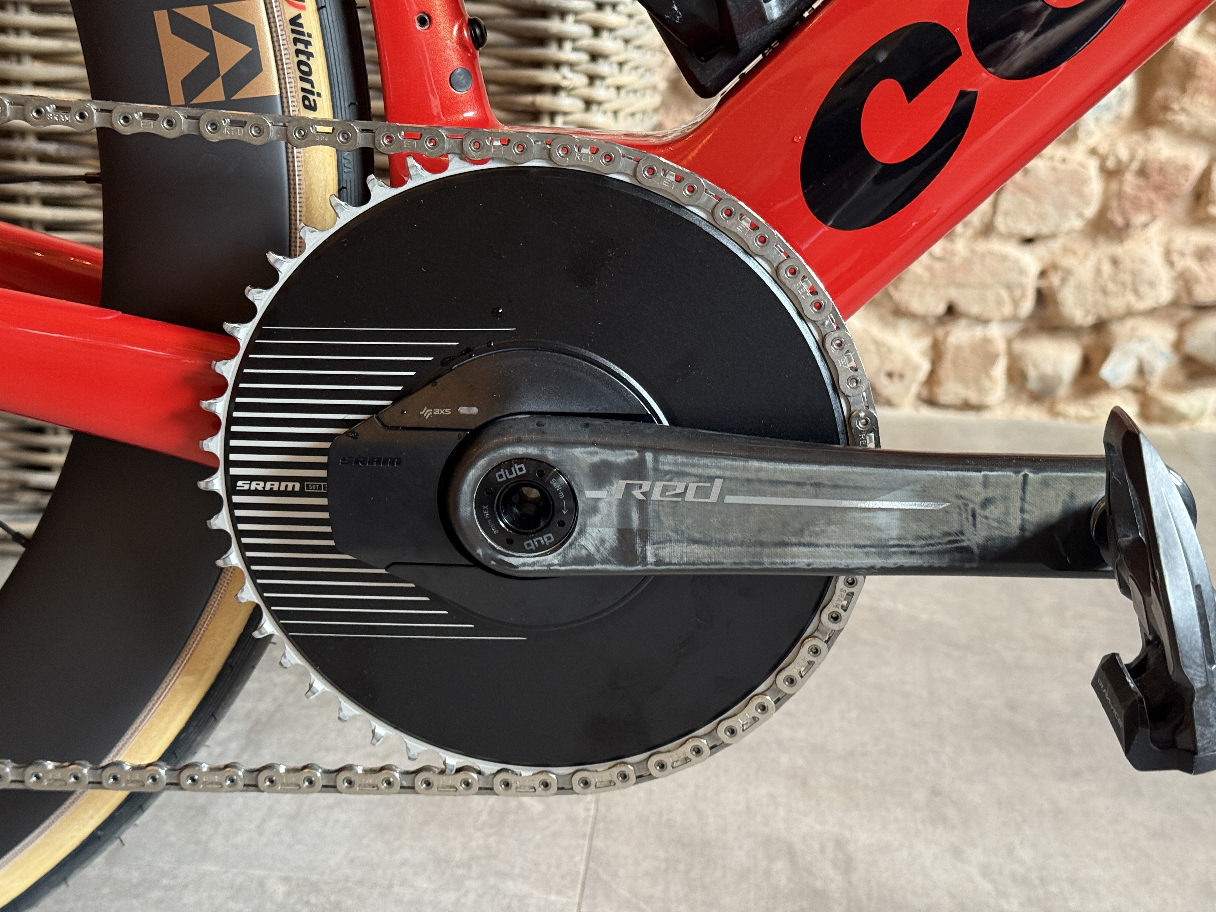 Various close up shots of the new Cervelo S5 aero road bike, shown in a cafe stop setting.