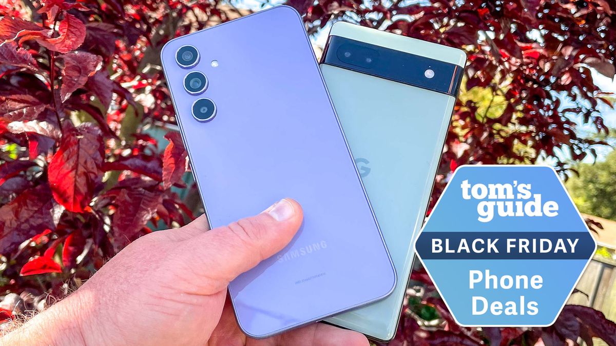 Galaxy A54 and Pixel 6a with a Black Friday phones deal badge