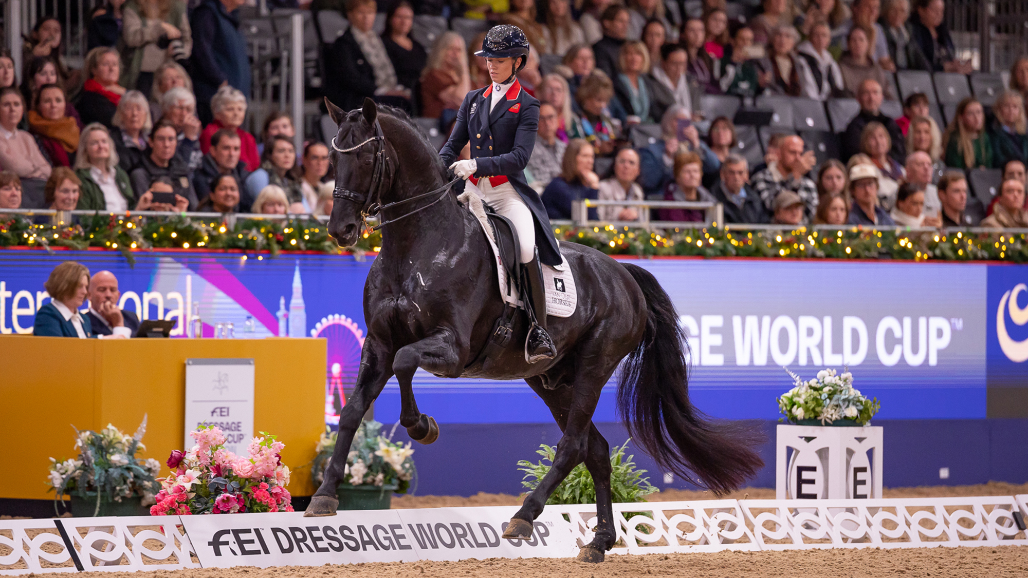 Lottie Fry and Glamourdale win the London Horse Show dressage grand prix 2025.