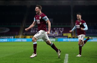 Burnley’s Chris Wood celebrates scoring the winning goal