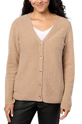 Pure Splendor Cashmere Button Front V-Neck Cardigan