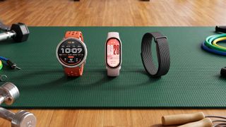 AI-generated image of fitness trackers in an indoor gym