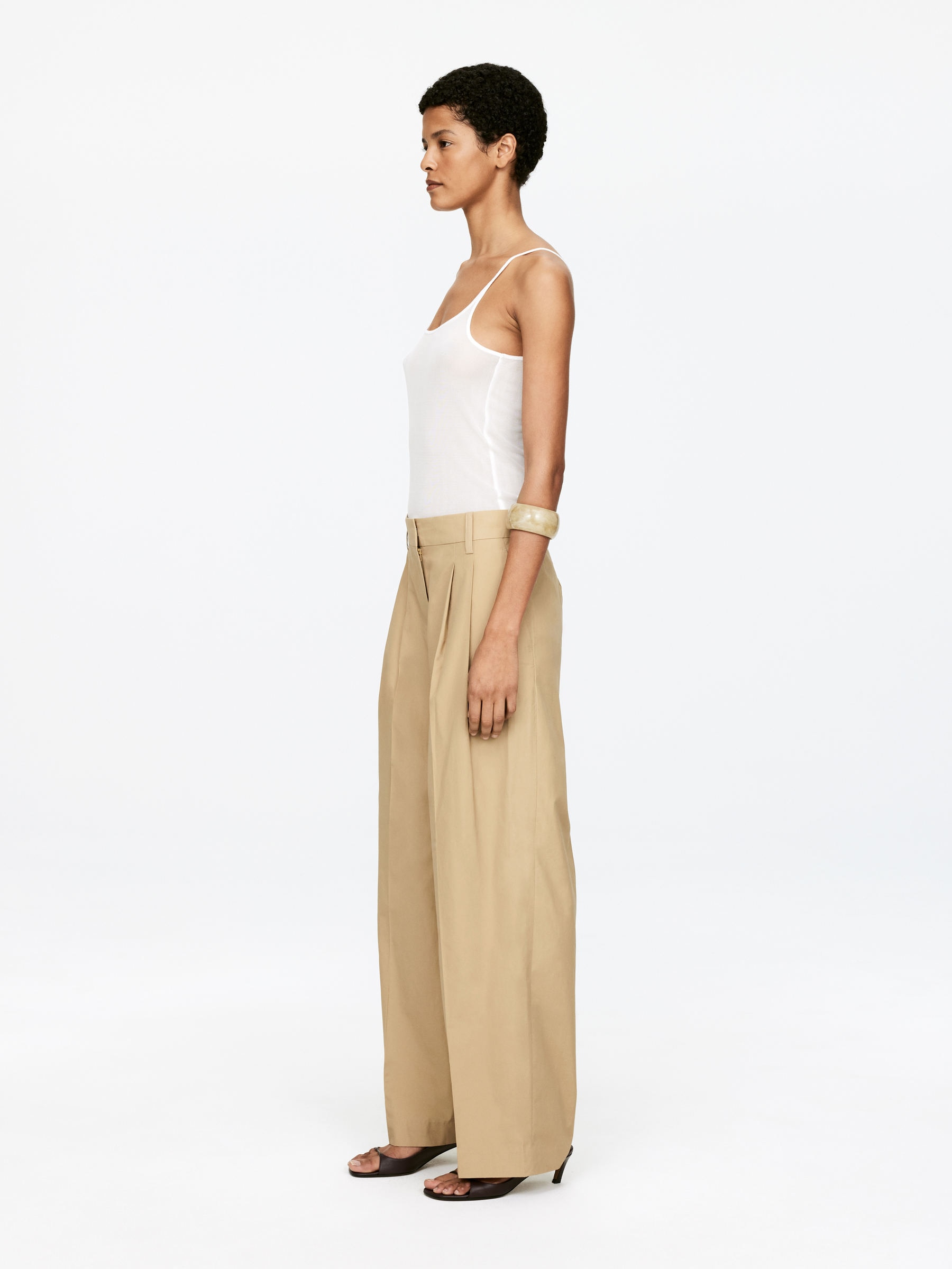 Wide Pleated Trousers – Beige – Women – Arket Gb