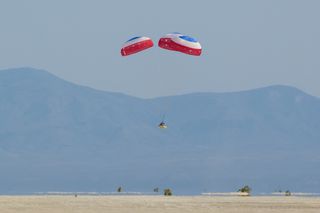 Boeing's Starliner capsule comes in for a touchdown at White Sands Missile Range in New Mexico on May 25, 2022.