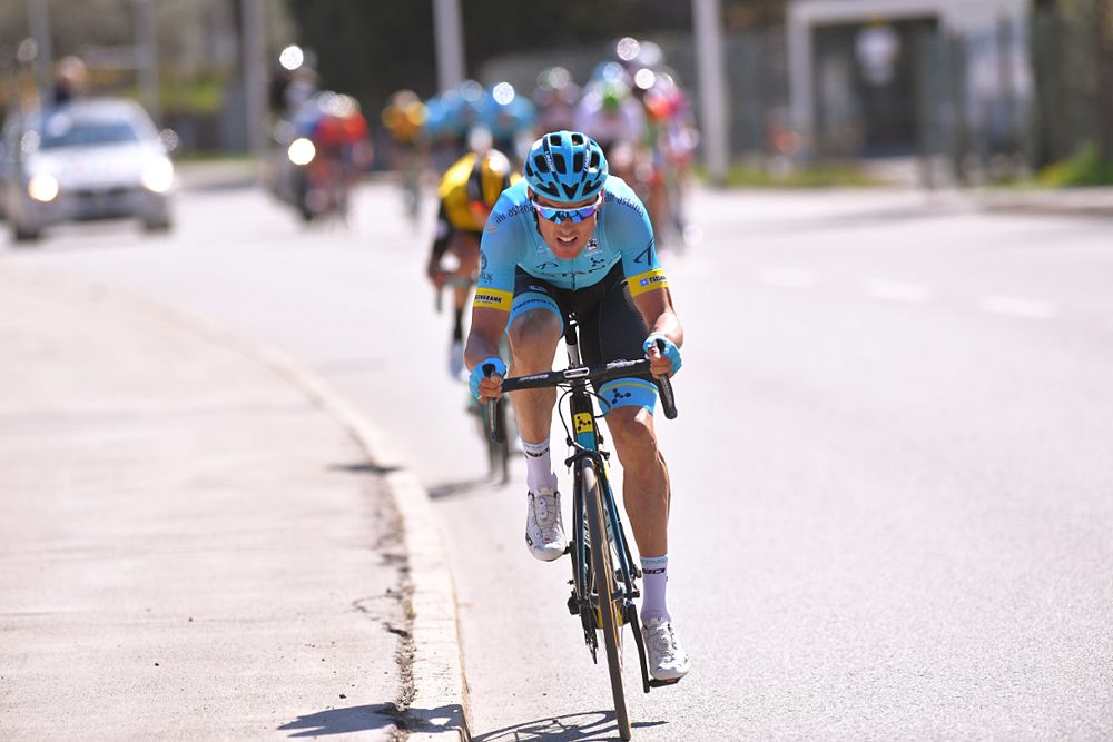 Luis Leon Sanchez of Spain and Astana attacks to win stage 4 at Tour of the Alps