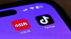 Icons for the apps Xiaohongshu (RedNote) and TikTok are seen on a smartphone.