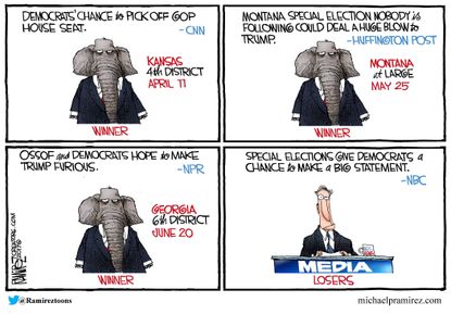 Political cartoon U.S. Democrats Georgia election loss Mainstream media liberal bias