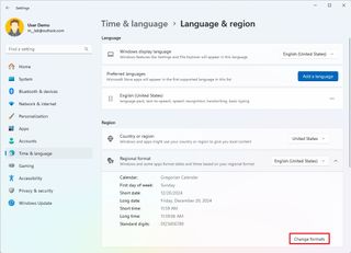 Open format settings