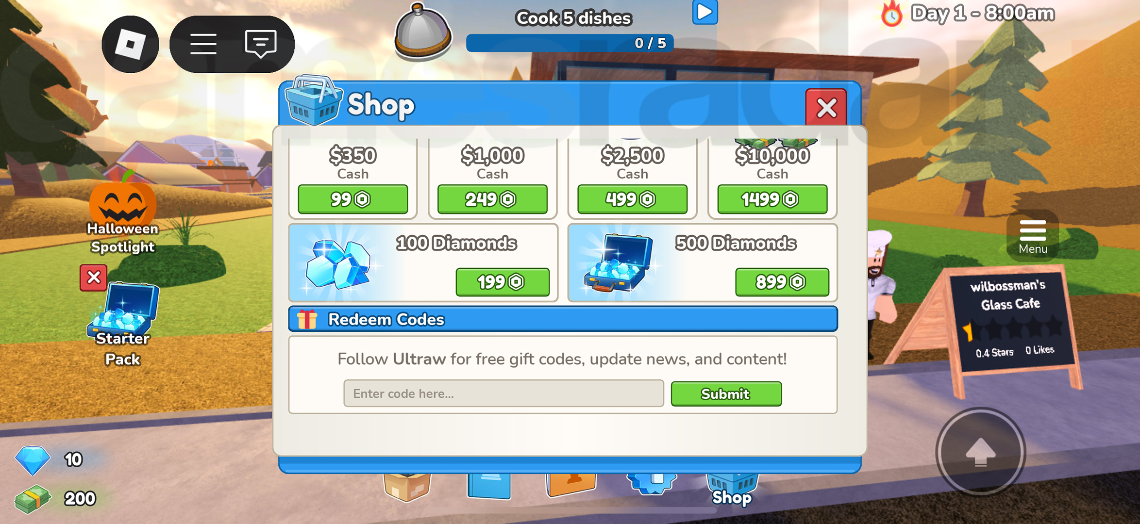 Restaurant Tycoon 3 codes