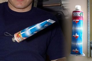 Aboard the International Space Station, Russian cosmonauts use space food tubes to consume soup and drinks.