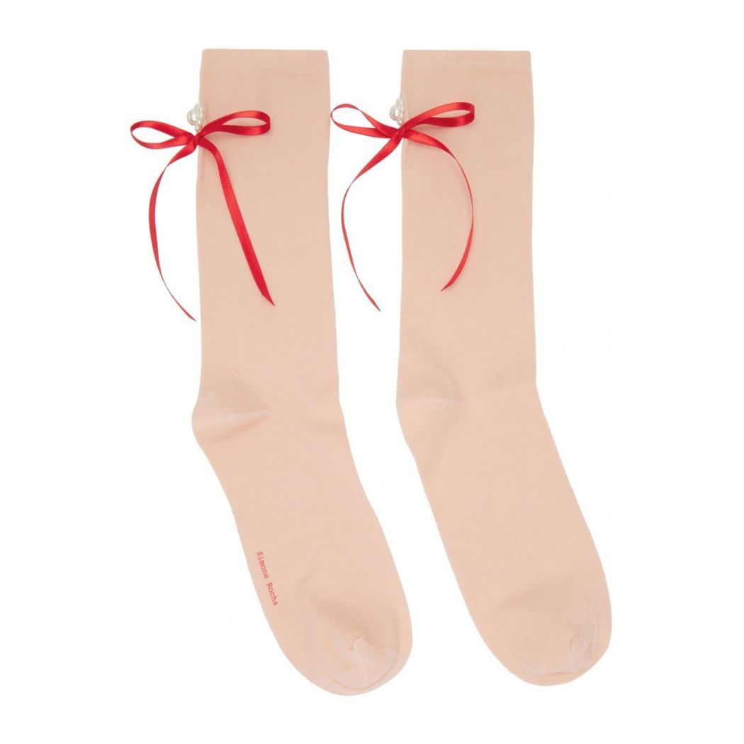 Simone Rocha Pink Bow Socks