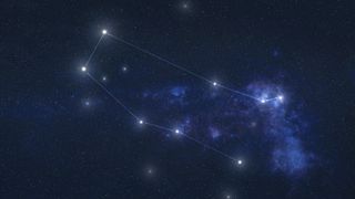 graphic illustration of the gemini constellation in the night sky.