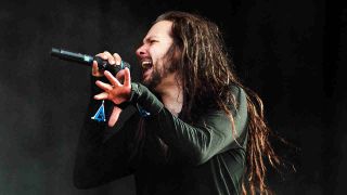 Korn singer Jonathan Davis performing live in 2014