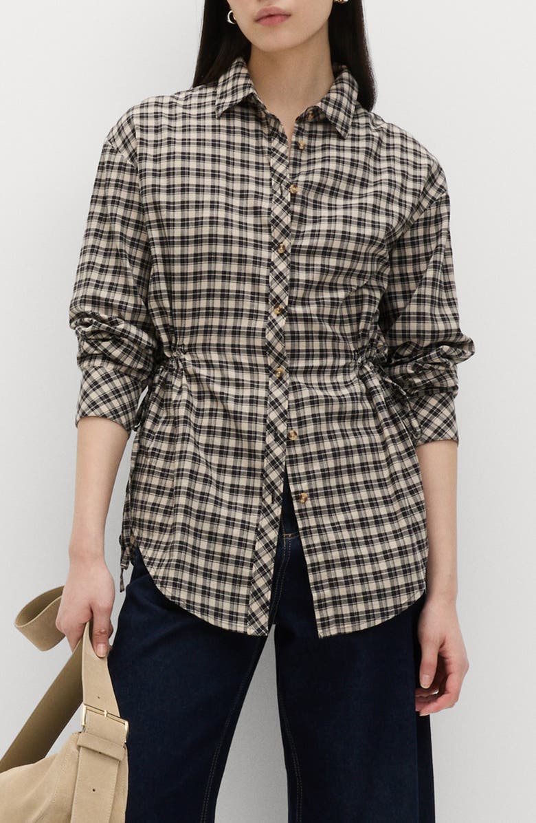 Drawstring Waist Cotton Shirt