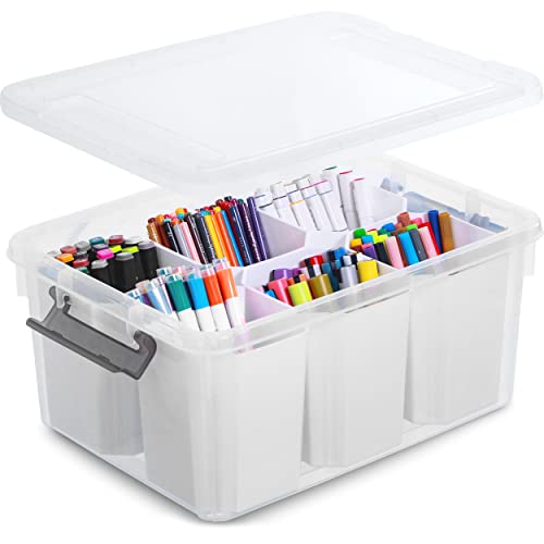 Citylife 17 Qt Plastic Storage Bins Clear Storage Box With Lids Multipurpose Stackable Storage Containers for Organizing Tool, Craft, Crayon