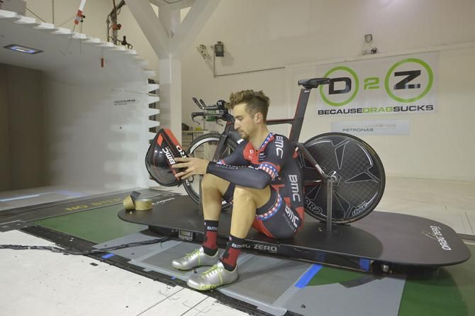 Phinney takes a short break during the long day of testing