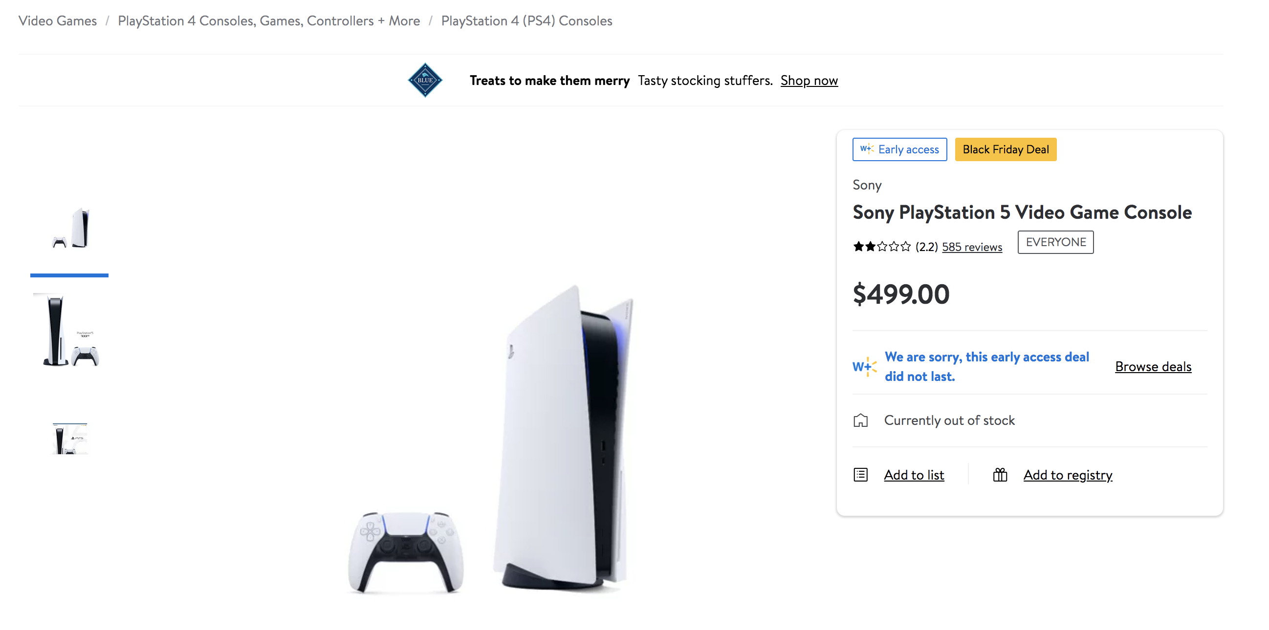 PS5 on white with info from shopping
