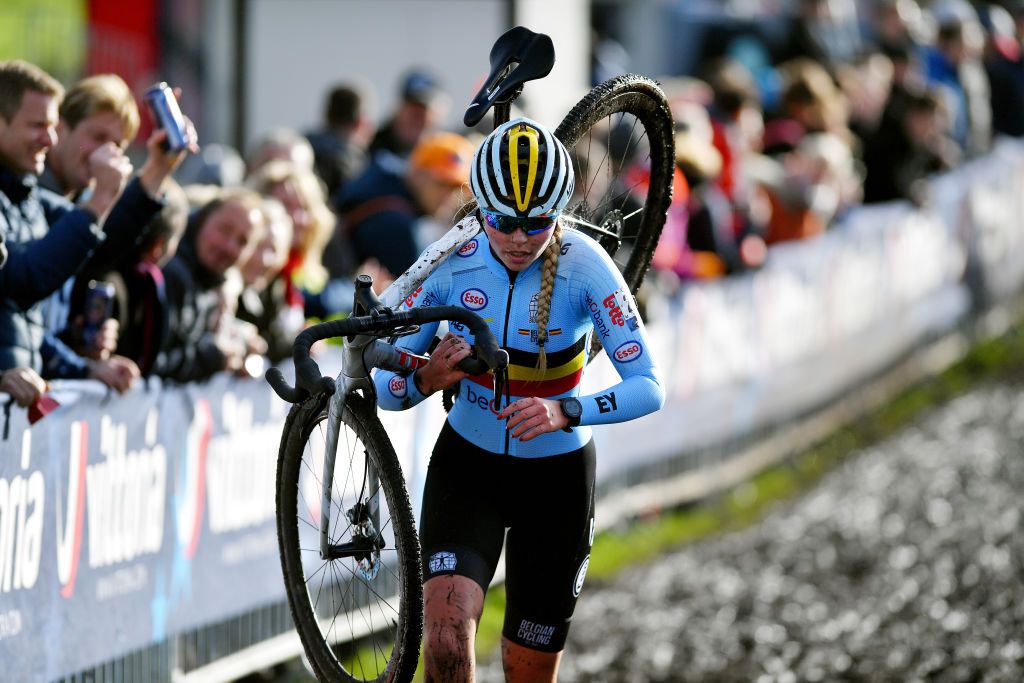COL DU VAM DRENTHE NETHERLANDS NOVEMBER 07 Sterre Vervloet of Belgium competes during the 19th UEC European Cyclocross Championships 2021 Womens U23 EuroCross21 UECcycling on November 07 2021 in Col du Vam Drenthe Netherlands Photo by Luc ClaessenGetty Images