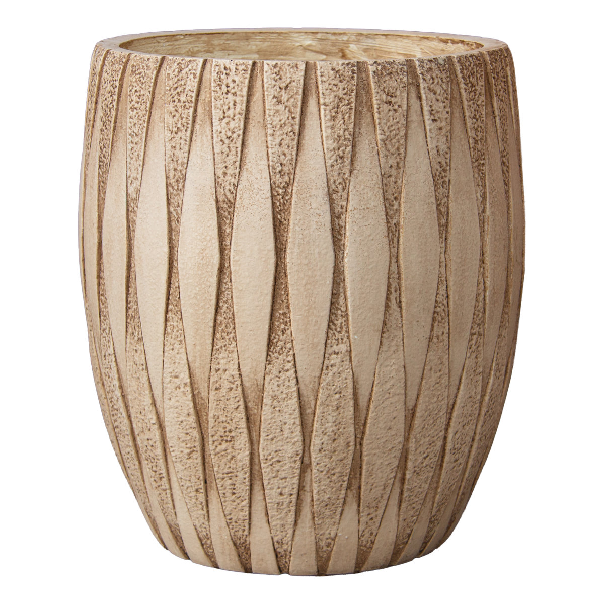 Latitude Run&amp;reg; 16" H X 14" Dia Weathered Concrete Planter, Large Indoor Outdoor Decorative Flower Pot With Drainage Hole, Modern Round Design for Home, Garden, Patio, Porch, or Courtyard, Vintage Yellow Stone Finish | Wayfair